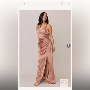 Revelry Rory Satin Dress (Honey Beige)